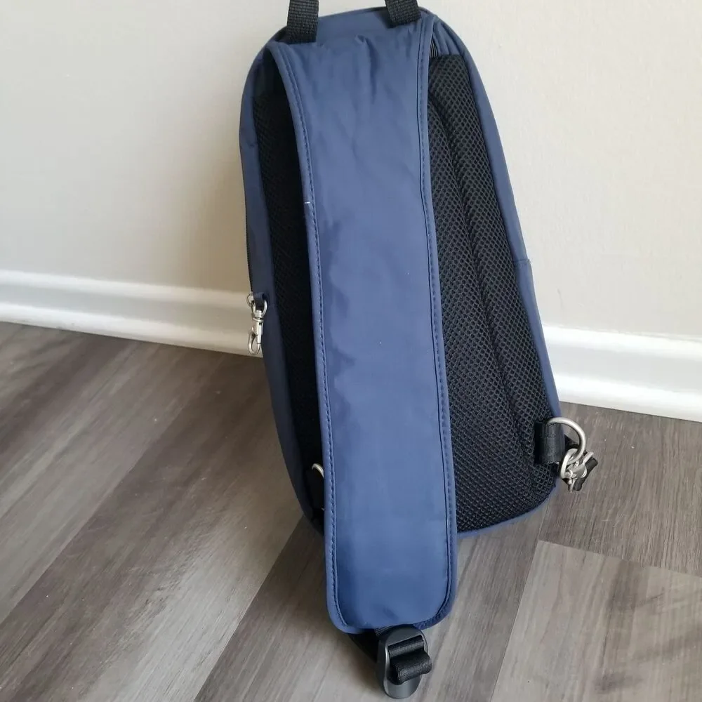 Travelon Anti Theft Slim Sling Crossbody Bag Blue/Teal - Picture 2 of 9